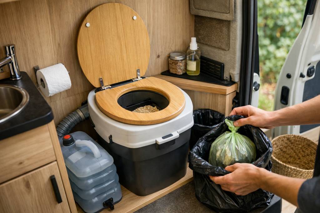 Toilettes seches van : solutions compactes, entretien et gestion des déchets en voyage